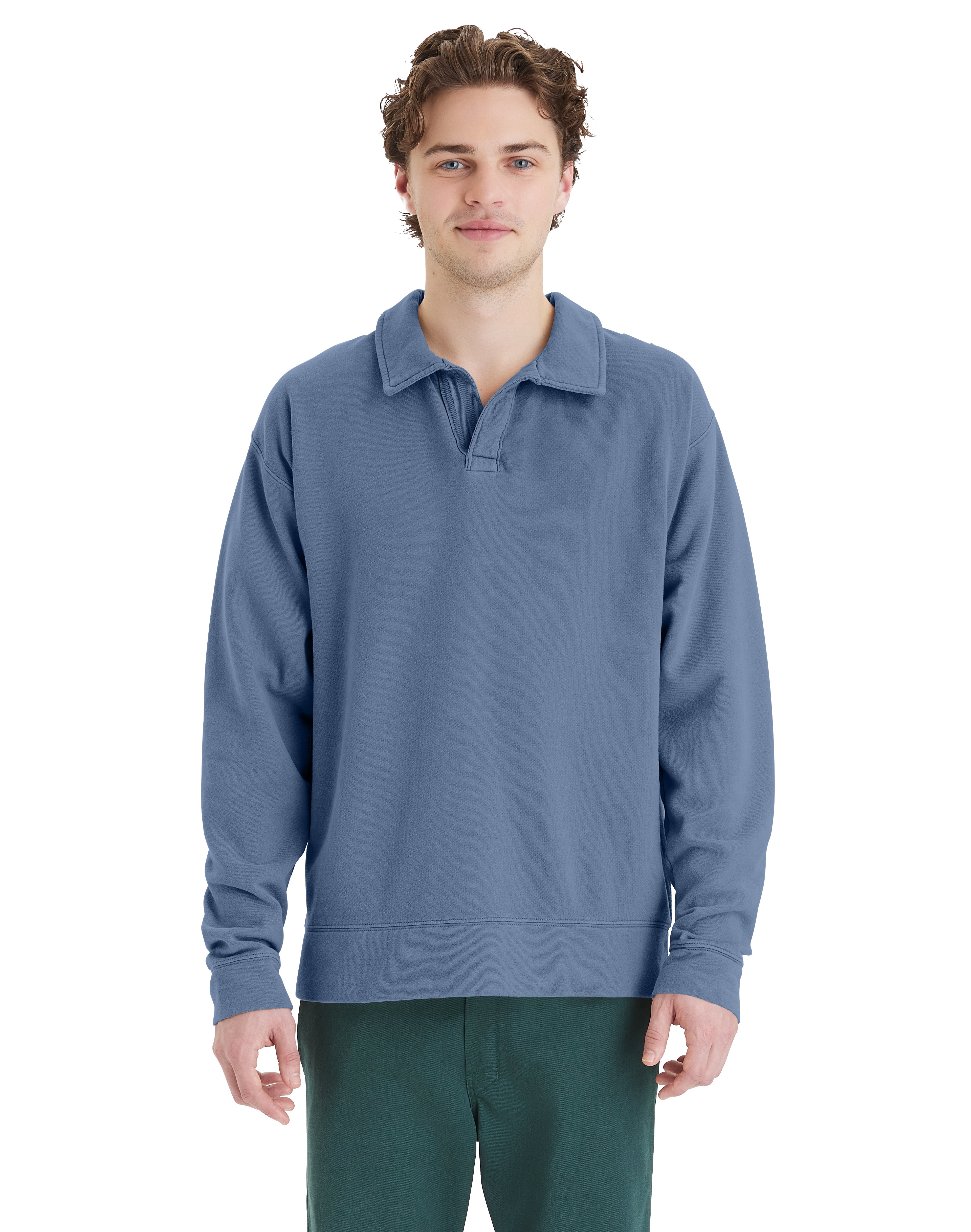 Garment Dye Polo Collar Sweatshirt 6