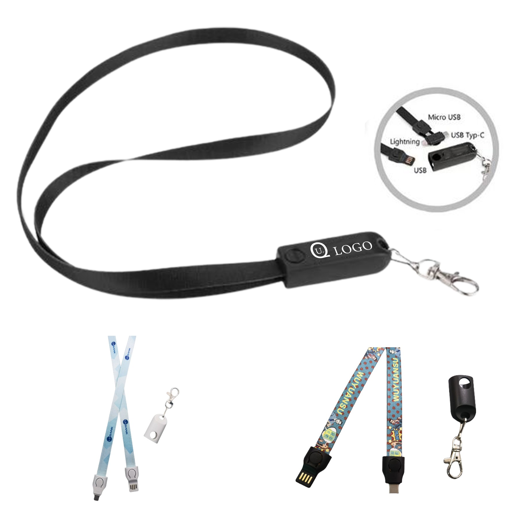 35.43 Inch 3 In 1 Charging Cable Lanyard