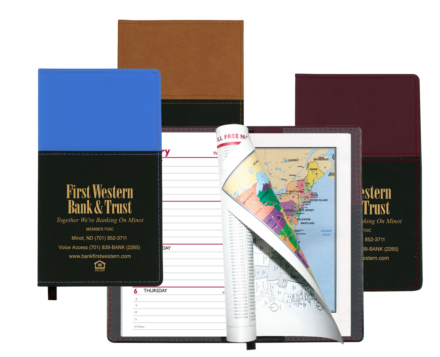 Mystic Series Soft Cover 2 Tone Vinyl Weekly Planner w/ Map / 2 Color 4