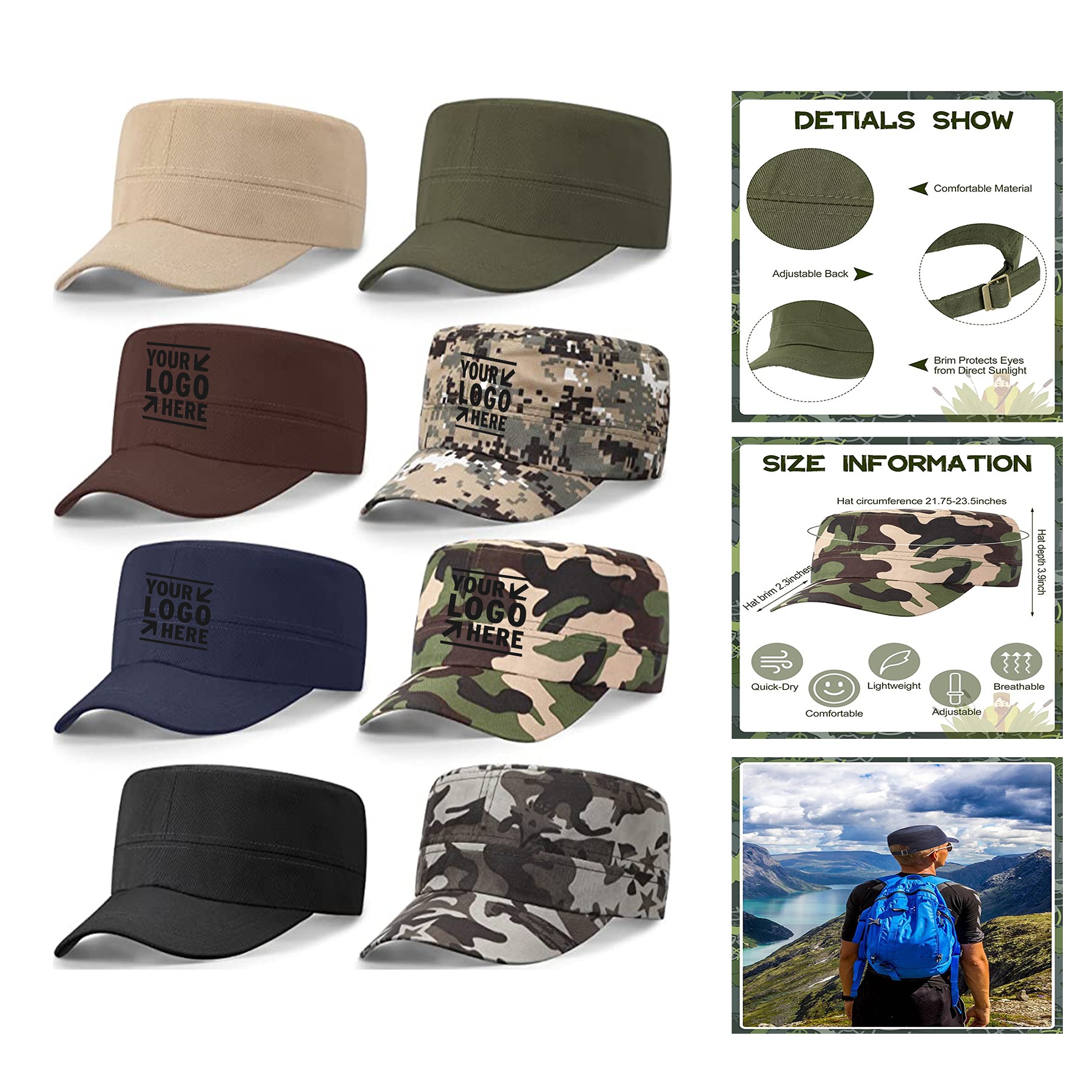 Military Unisex Cadet Flat Cap 1