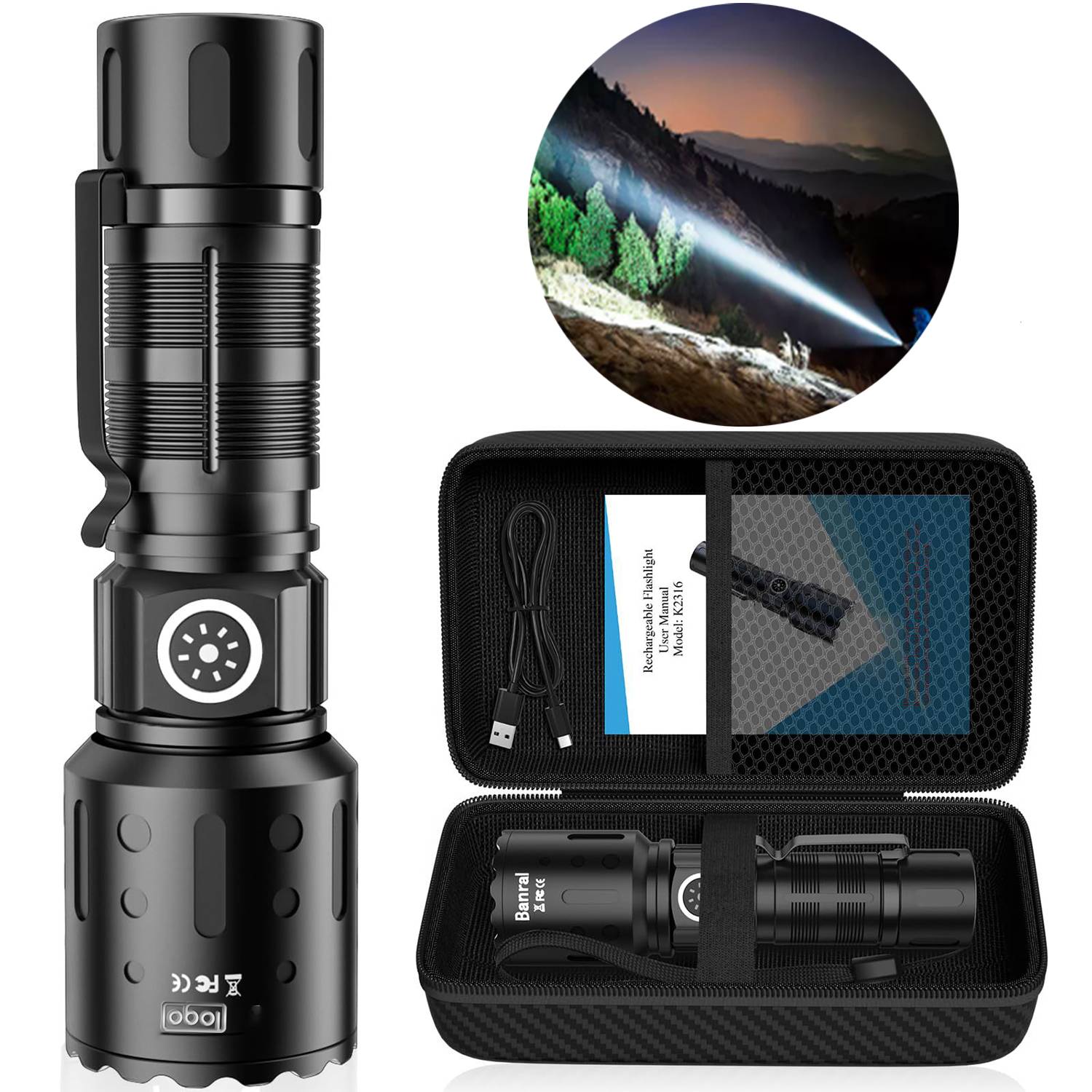 USB-C Rechargeable Flashlight – Waterproof & Zoomable 2
