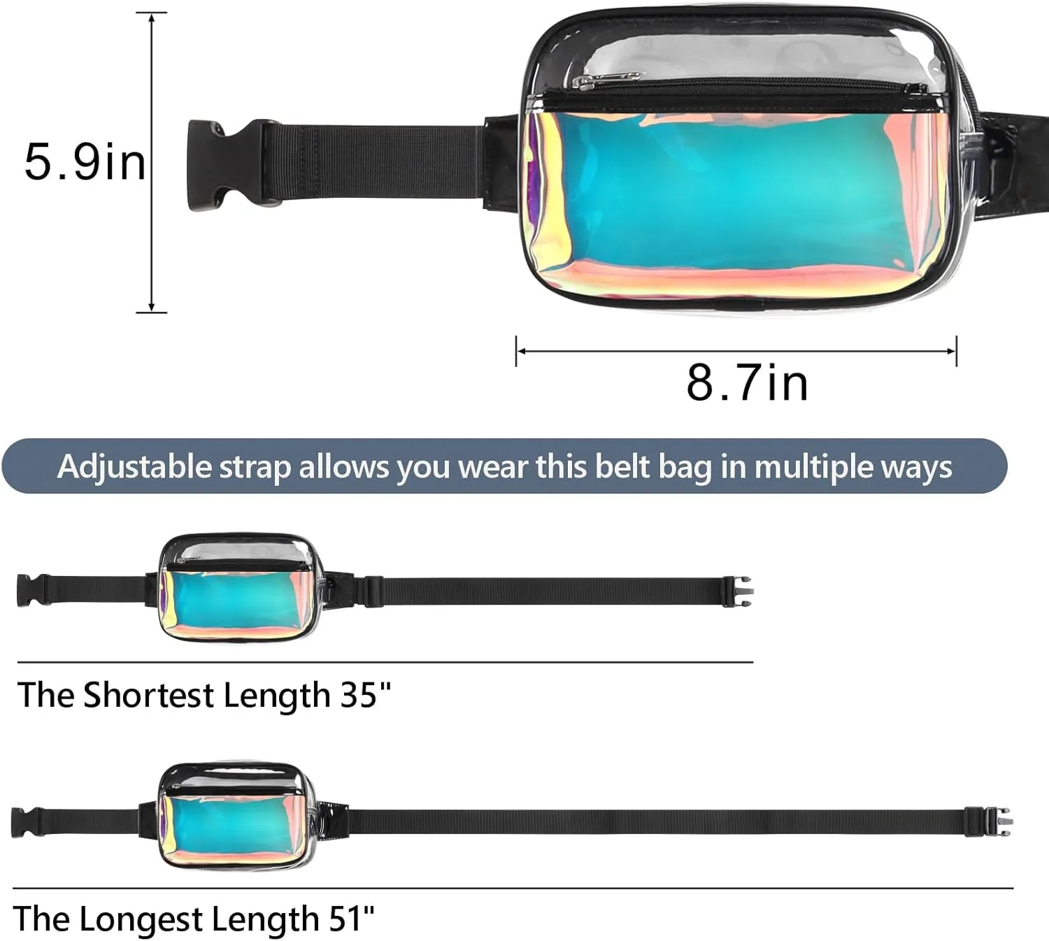 Holographic PVC Clear Waterproof Double Zipper Bag 5