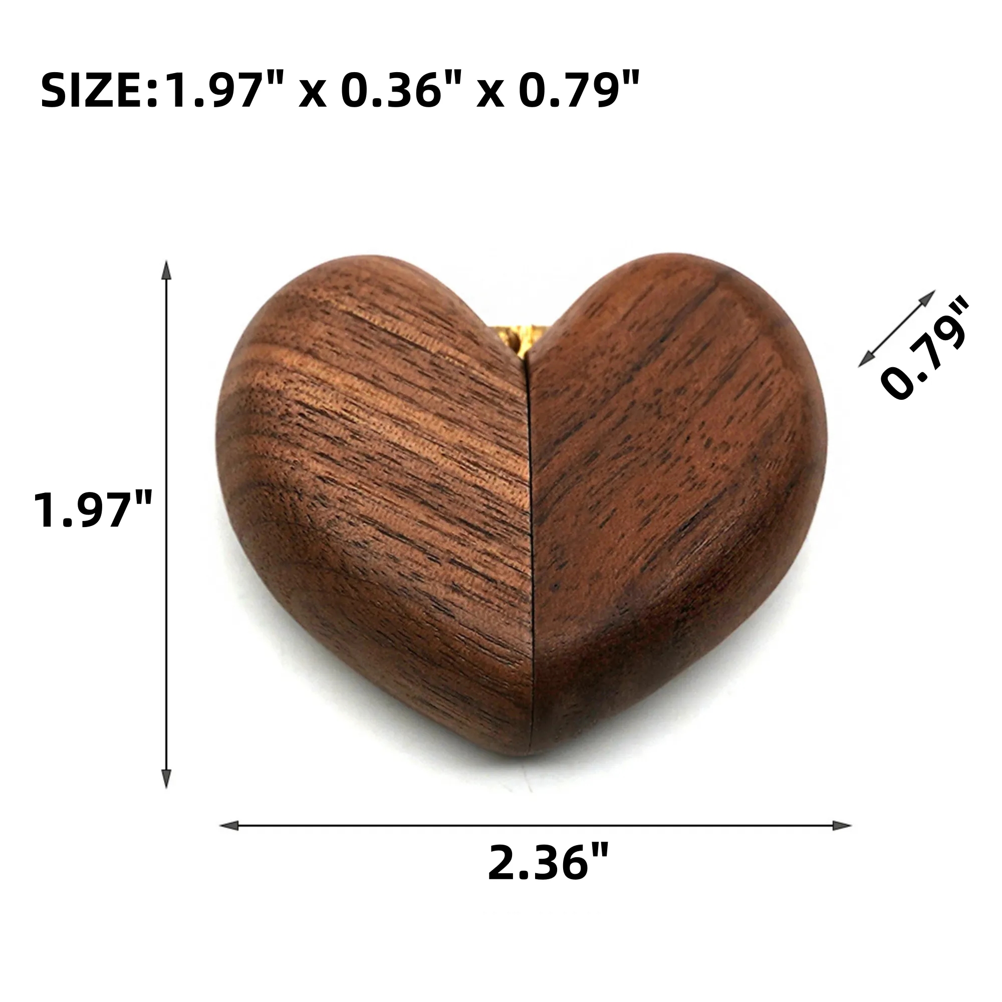 Engravable Black Walnut Heart Ring Box 3