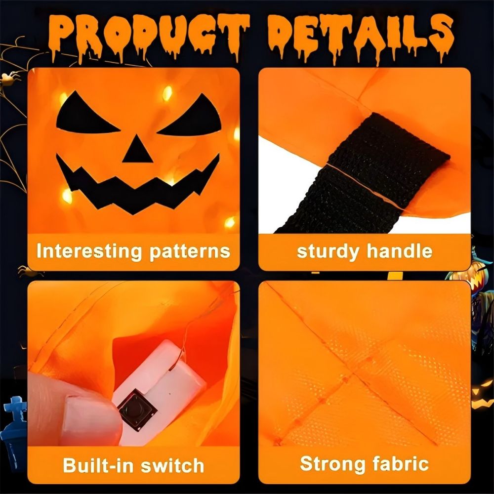 Light LED Up Halloween Trick or Treat Bucket Ghost Bags 5