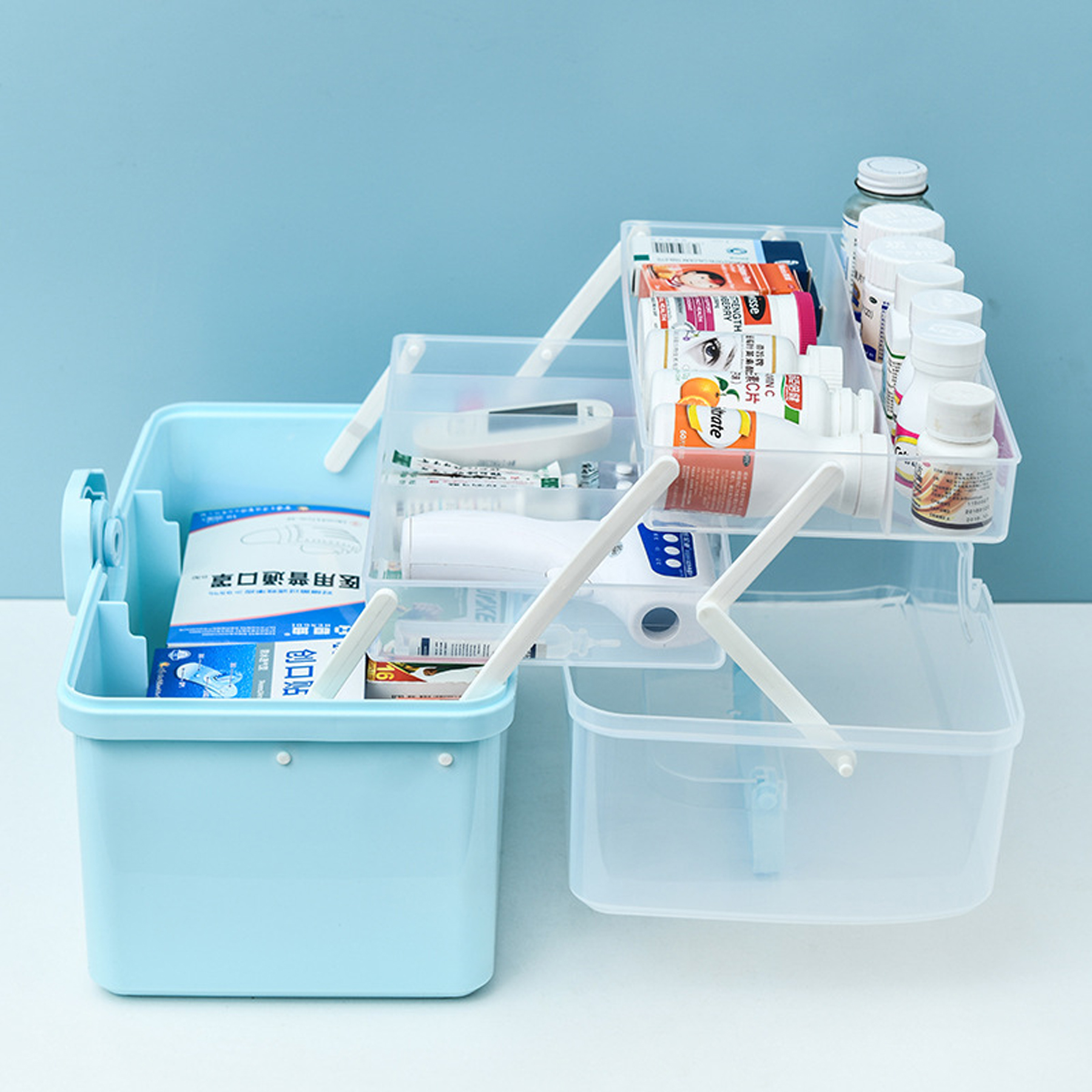 3-Tier Plastic First Aid Kit with Carry Handle 3