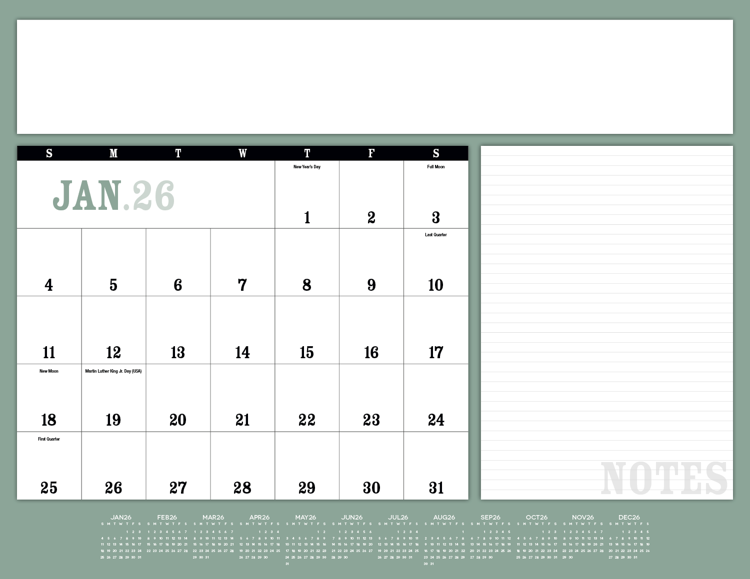 Triumph® Calendars Notes Desk Pad