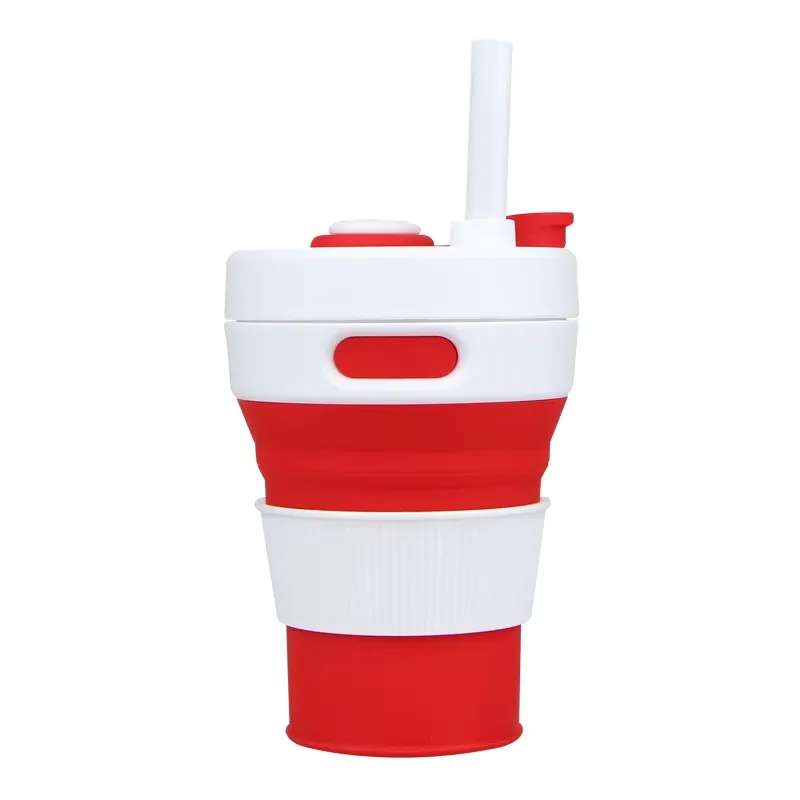 15 Oz. Portable Silicone Foldable Sippy Cup W/Drinking Straw 9