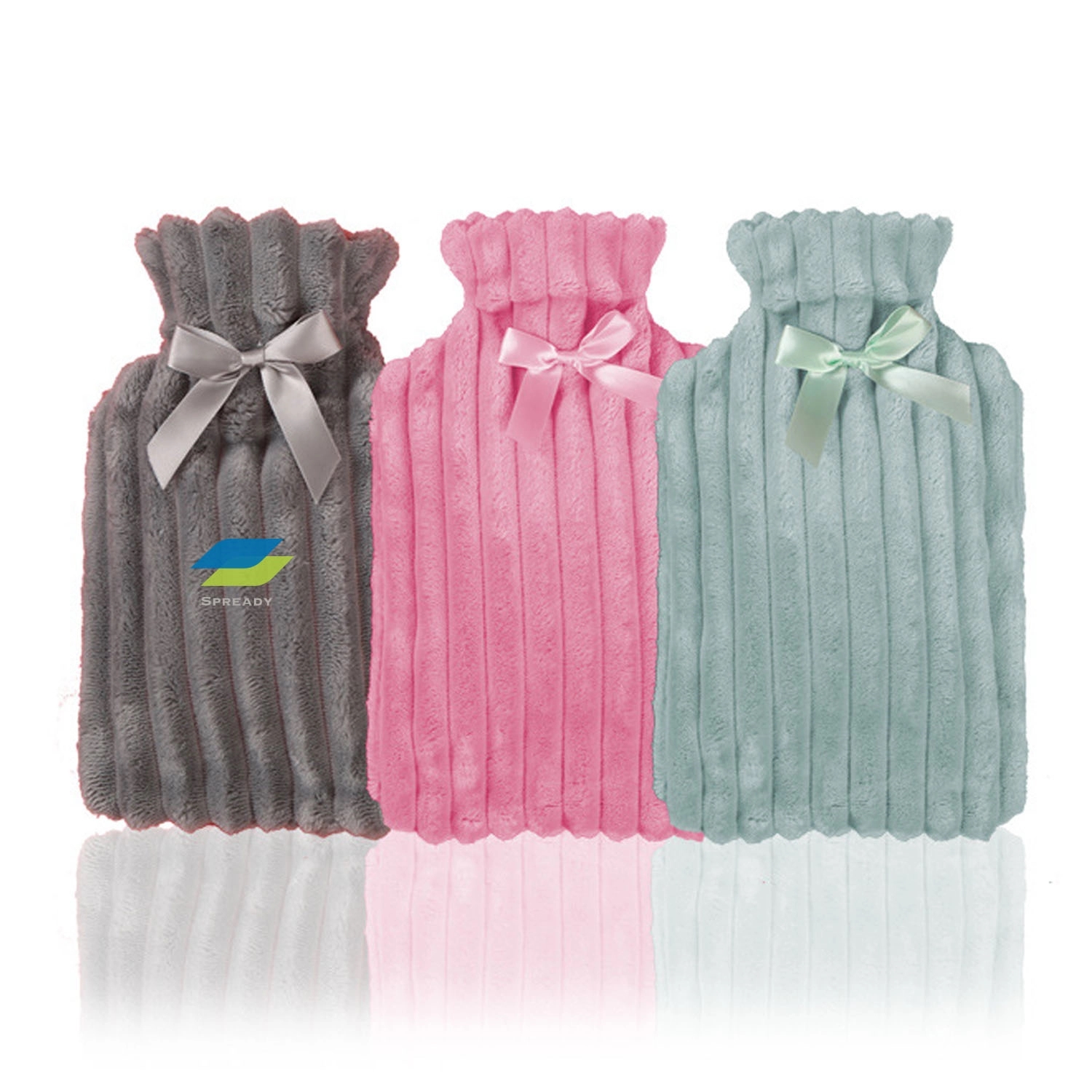 Hot Water Bottle With Fluffy Coral Fleece Cover 2