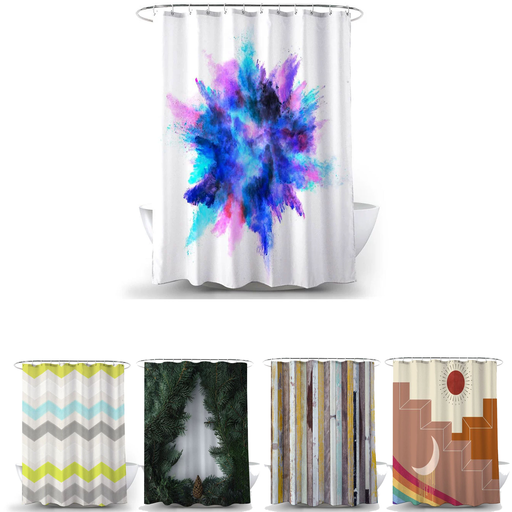 Digitally Printed Polyester Shower Curtain 5