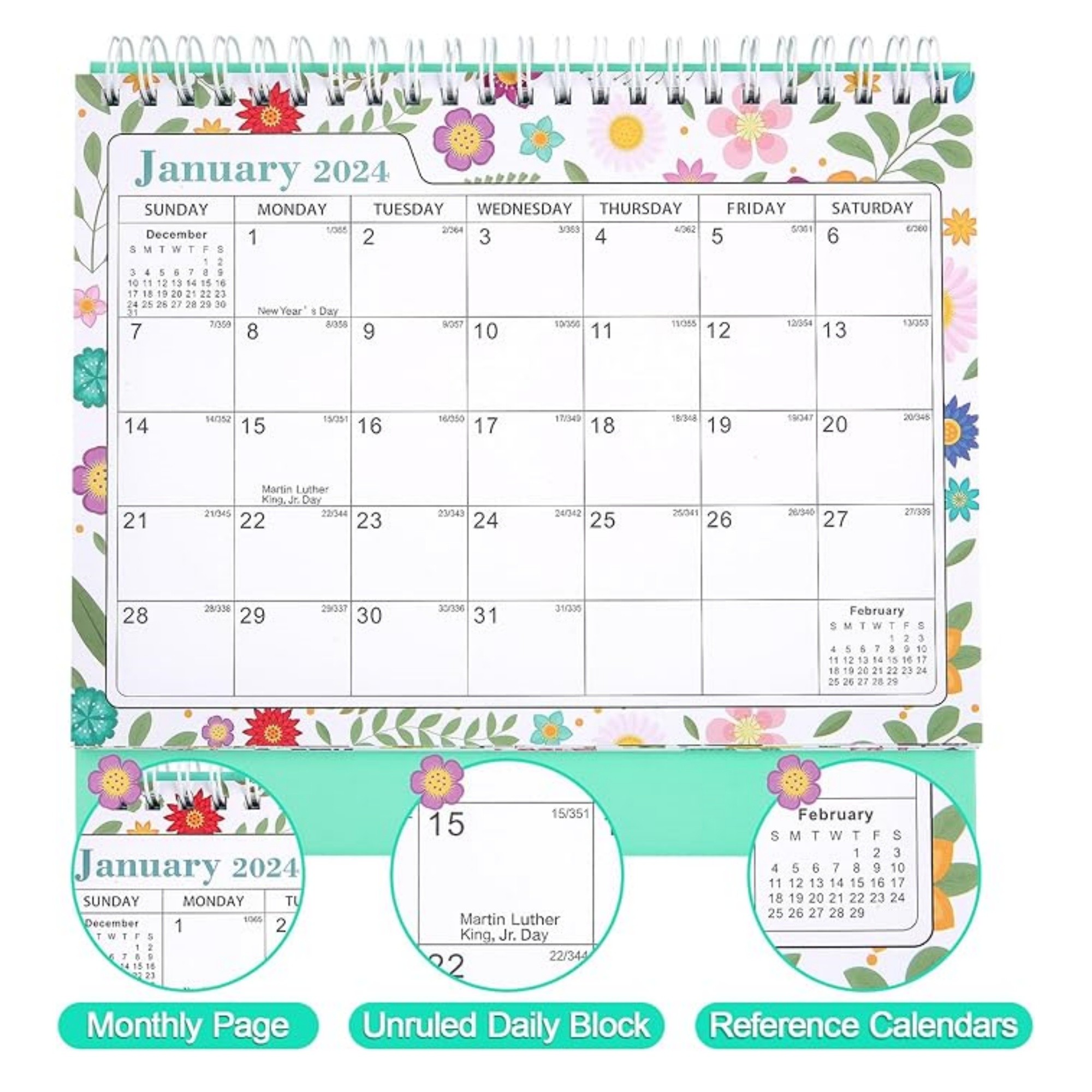 18 Months 8"*3"*7" Flower Desk Calendar From Jan 2025 To June 2026 4