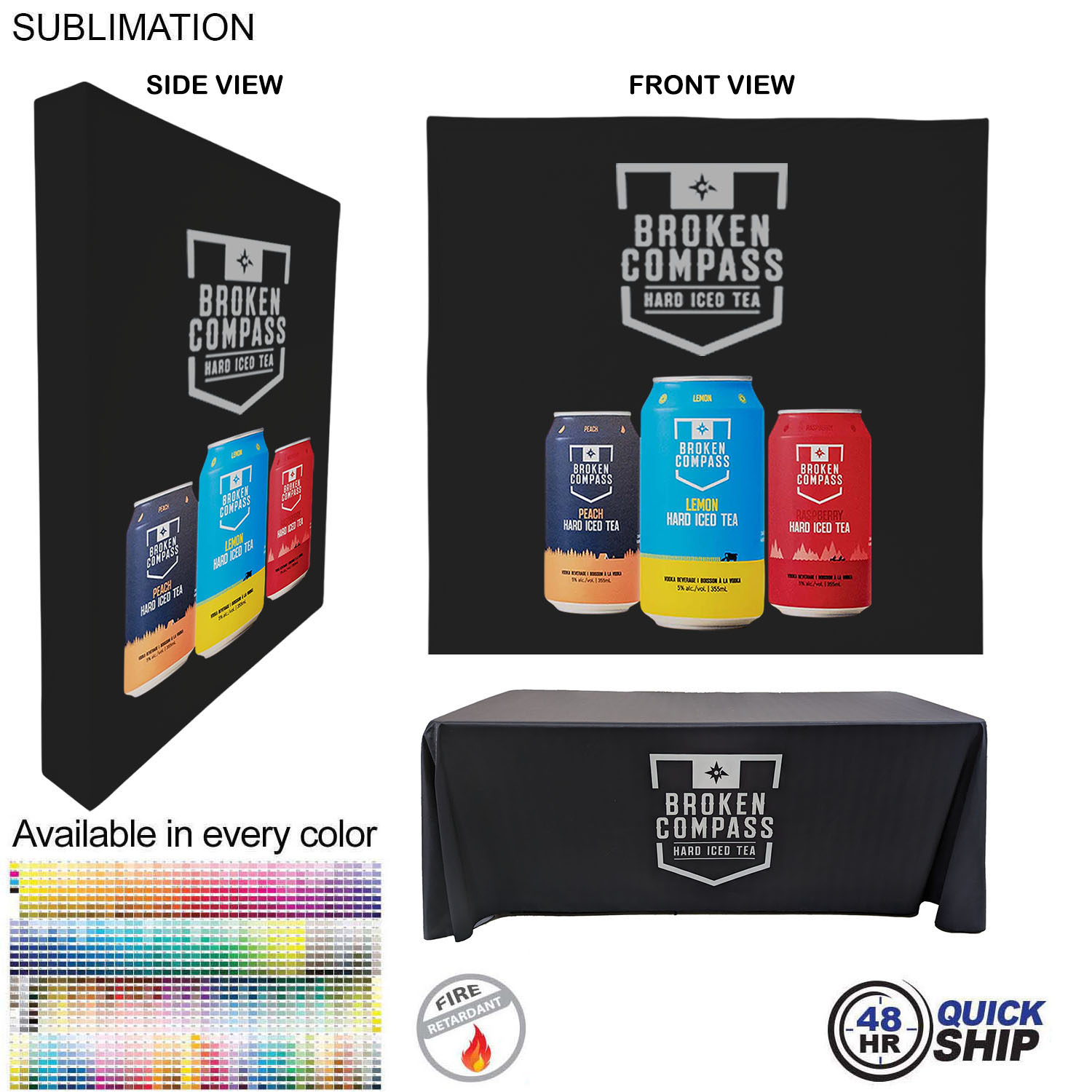 48Hr Quick - Tradeshow booth package Ultra, 7.5' Straight Wall with Wrap End Caps & 6' tablecloth 5