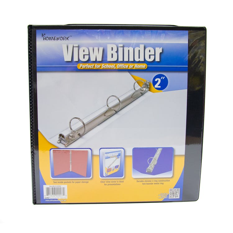 2" 3-Ring Binders - Black 2 Inside Pockets View Cover 2
