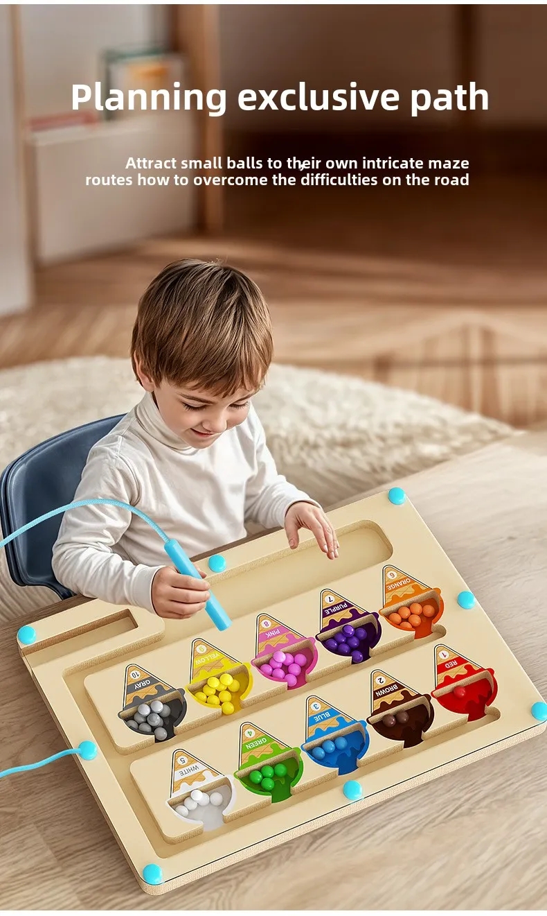 Wholesale Montessori Magnetic Counting Maze Wooden Educational Toy for Preschool 2