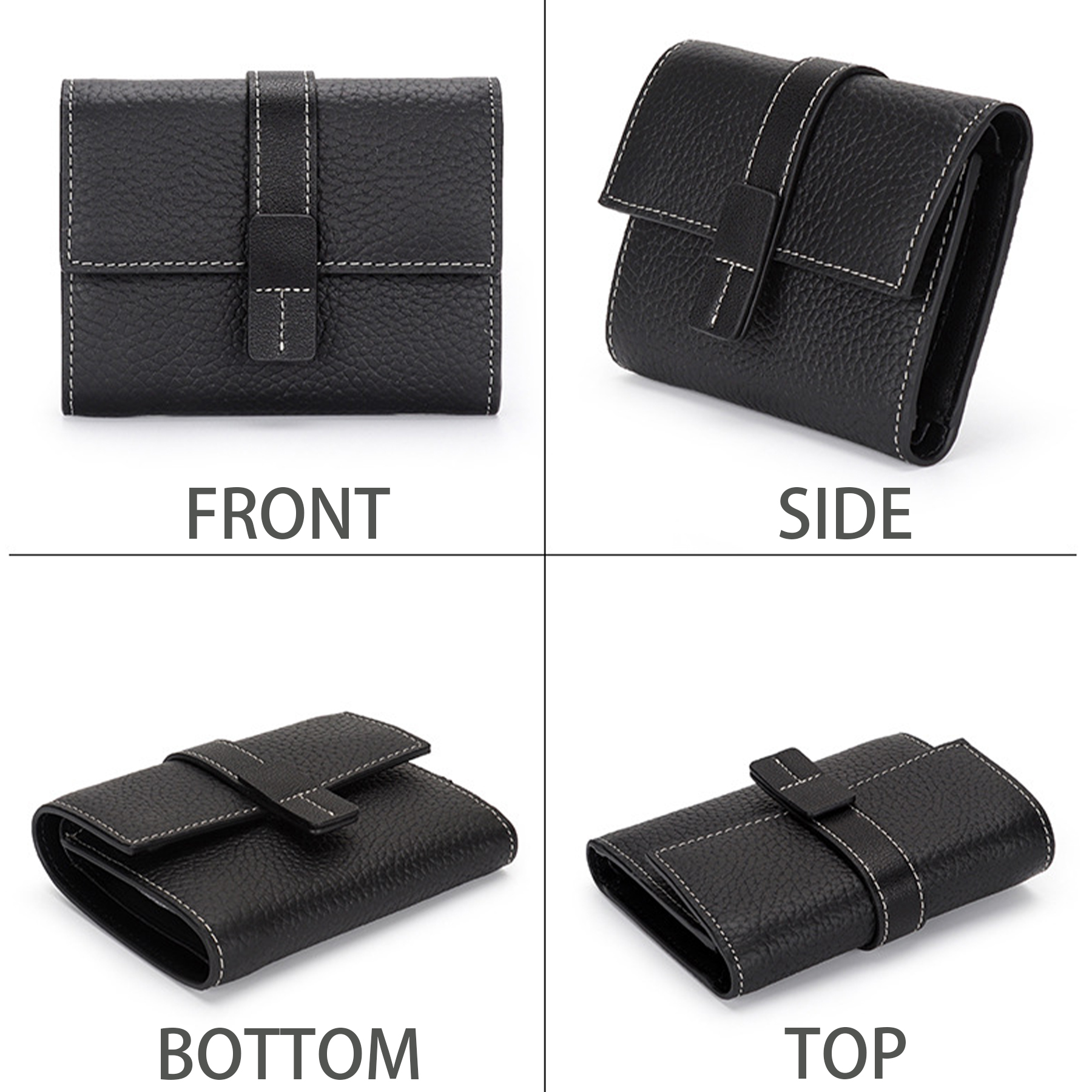 Genuine Leather Multifunctional handheld short wallet 8