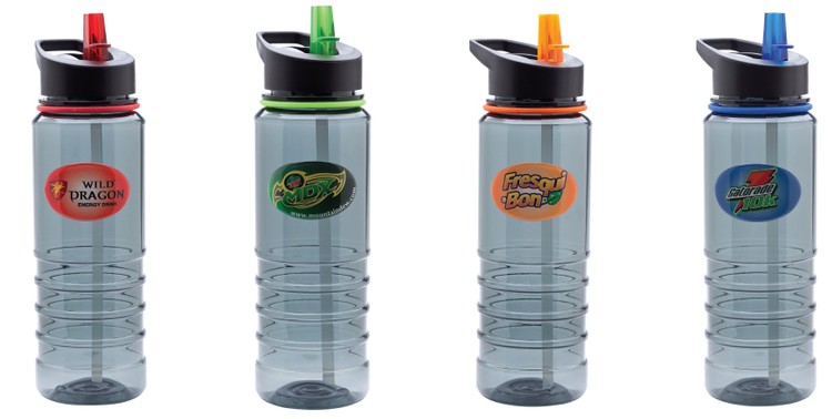 24 oz. Ribbed Tritan Water Bottle with Straw and Full Color Imprint 2
