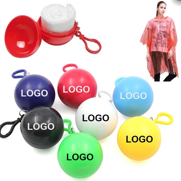 Disposable Raincoat Poncho Ball with KeyChain