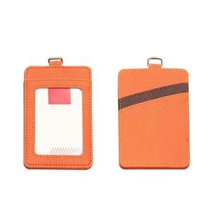 Retractable Lanyard 3 Pockets Dual Side PU Leather Card Holder 15