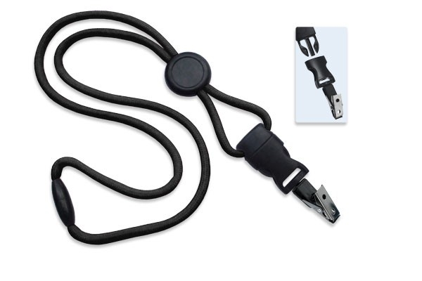 1/4" Polyester Lanyard with Round Slider and Quick Release (Bulldog Clip) 1