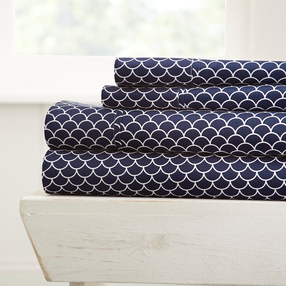 Premium Sheet Sets - Navy Scallop Cali King 4 Piece 2
