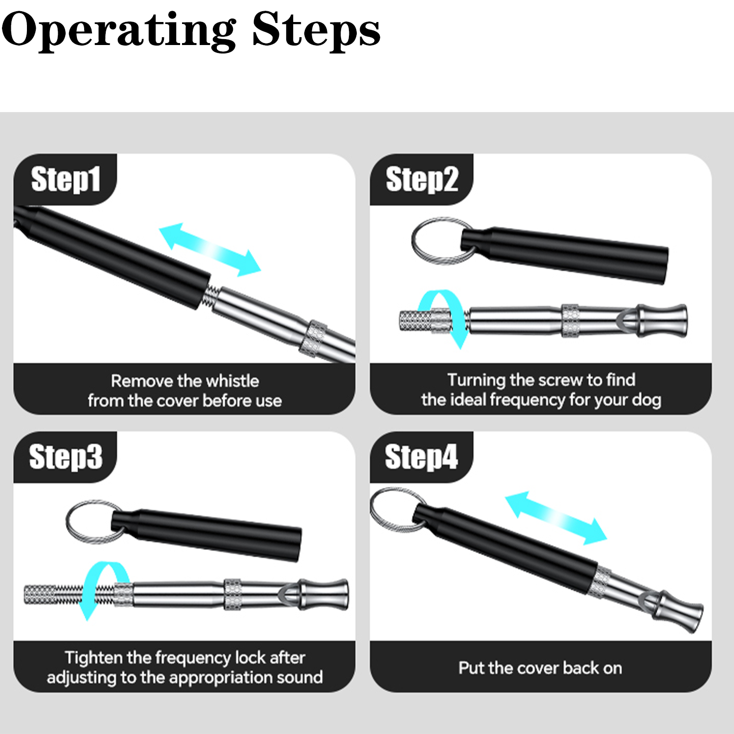 2-Pack Black Dog Whistle and Lanyard Set 3