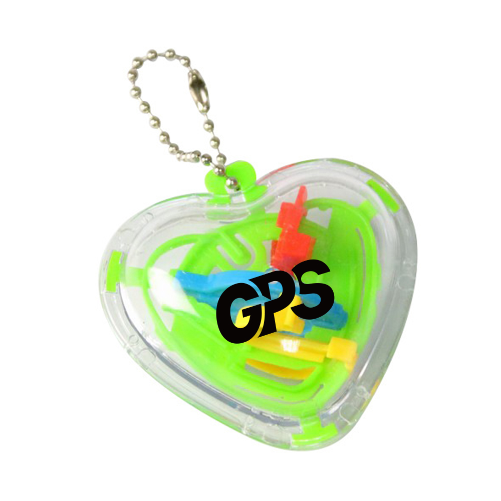 2 3/8 " Heart Shape Keychain With 3D Puzzle Toy 4