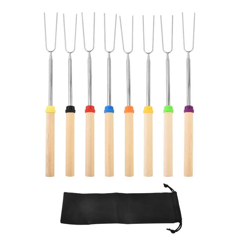 Extendable Stainless Steel Smores Sticks with Wooden Handles 7