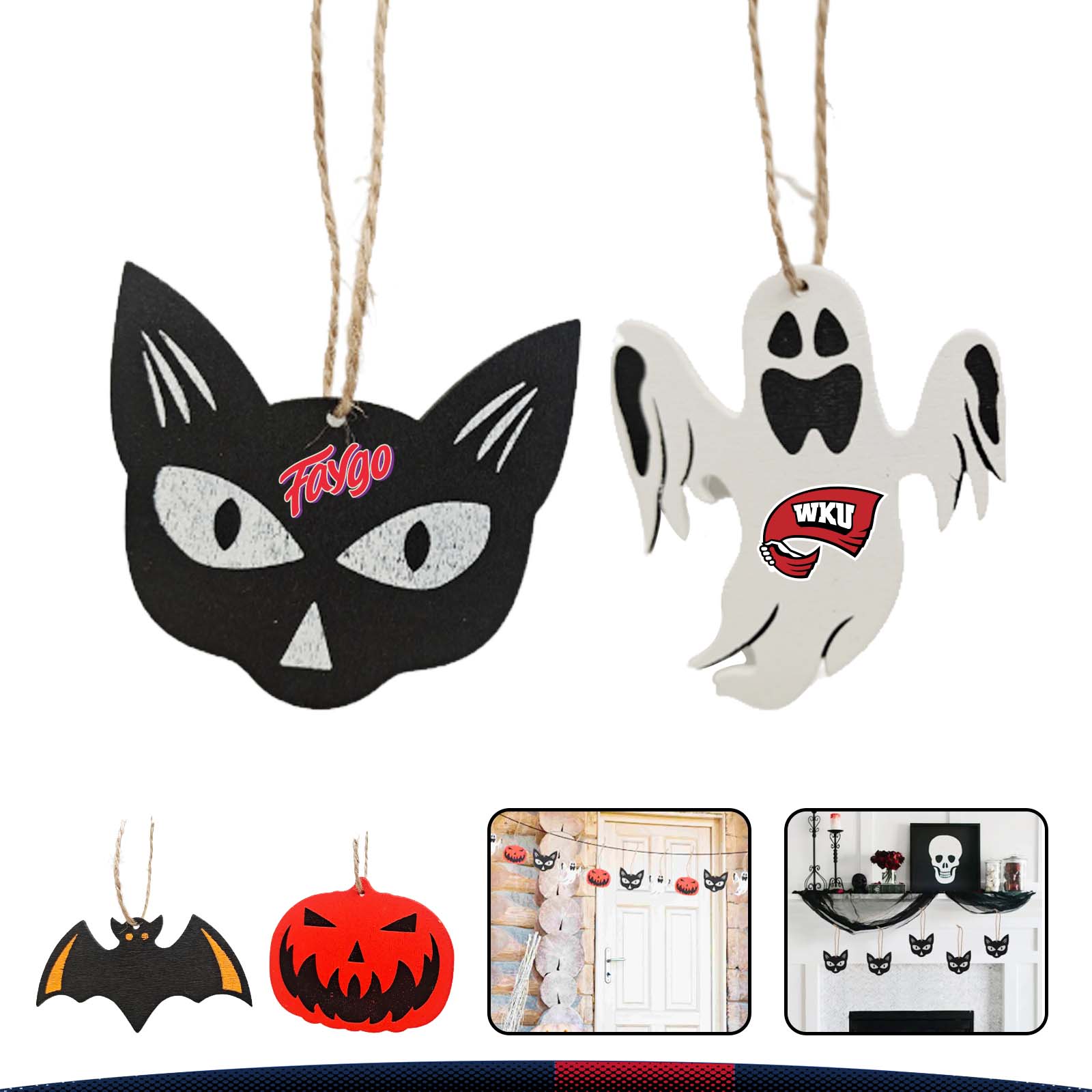 Wooden Halloween Decorative Pendant 3