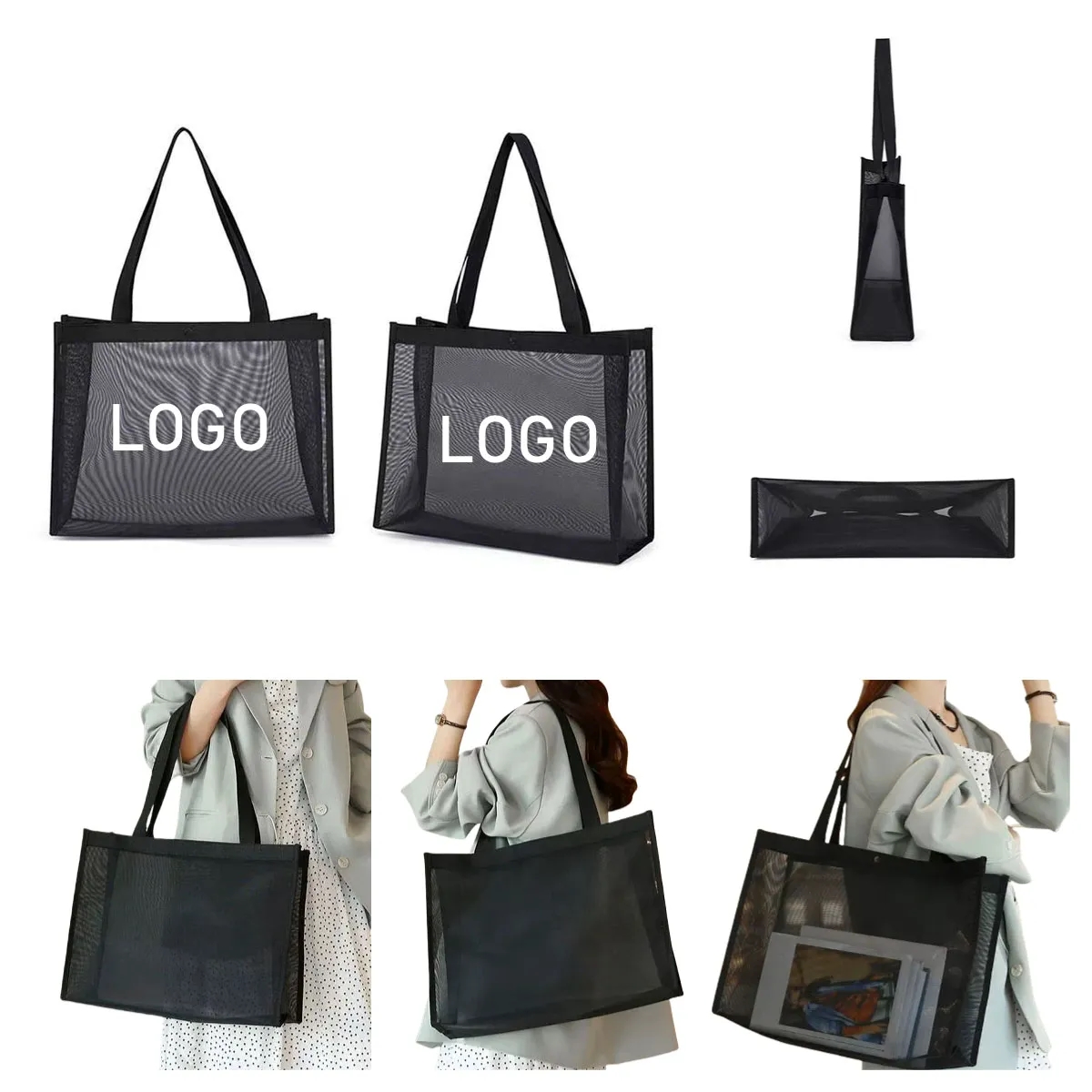 17.7''x13.8''x5.9'' Small Mesh Beach Bag Lightweight " 5