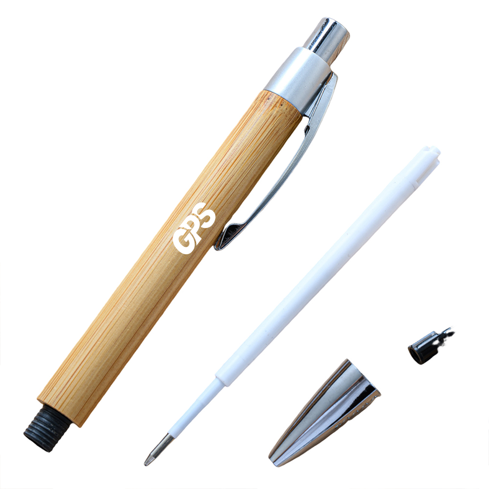 5 3/8 " Bamboo press ballpoint pen 1