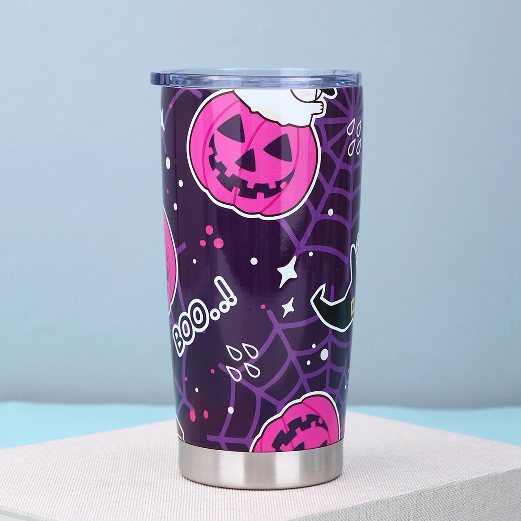 20 Oz. Double Wall Christmas/Halloween Tumbler with Lid 3
