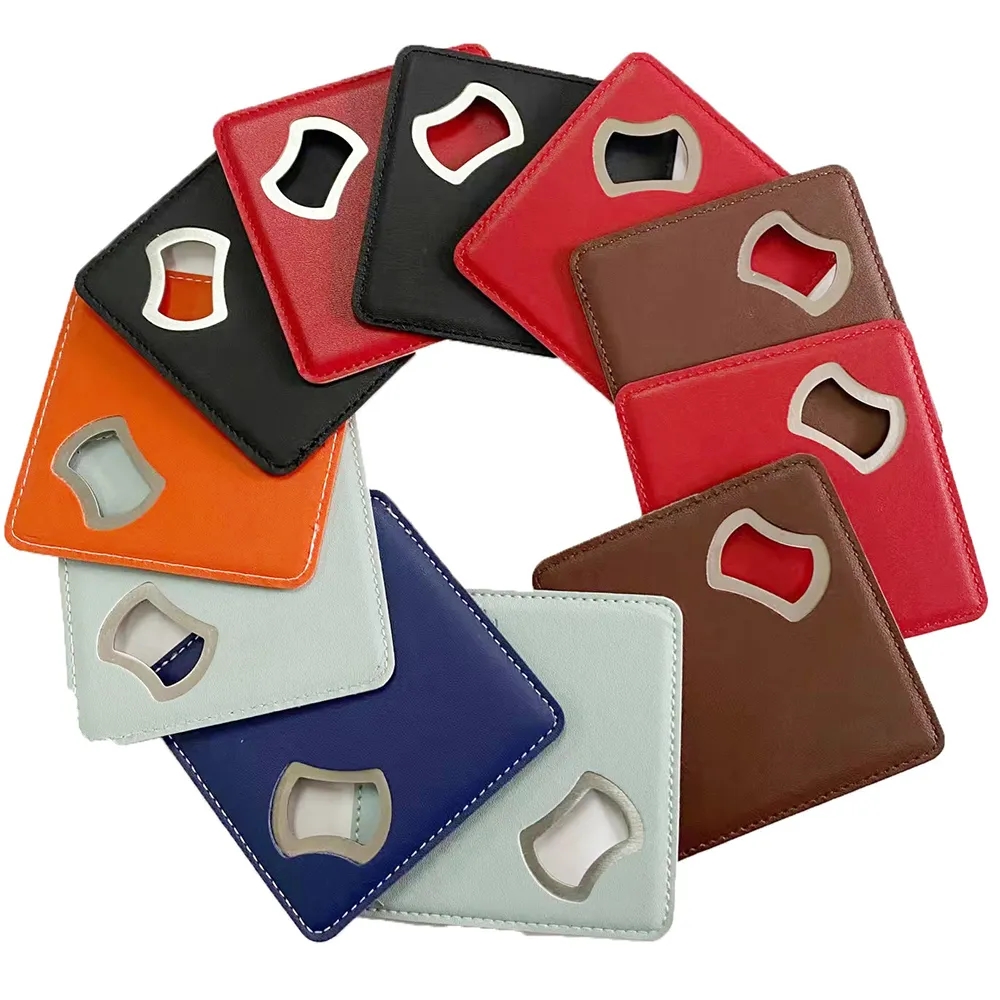 Square Leather Coaster Bottle Opener 9