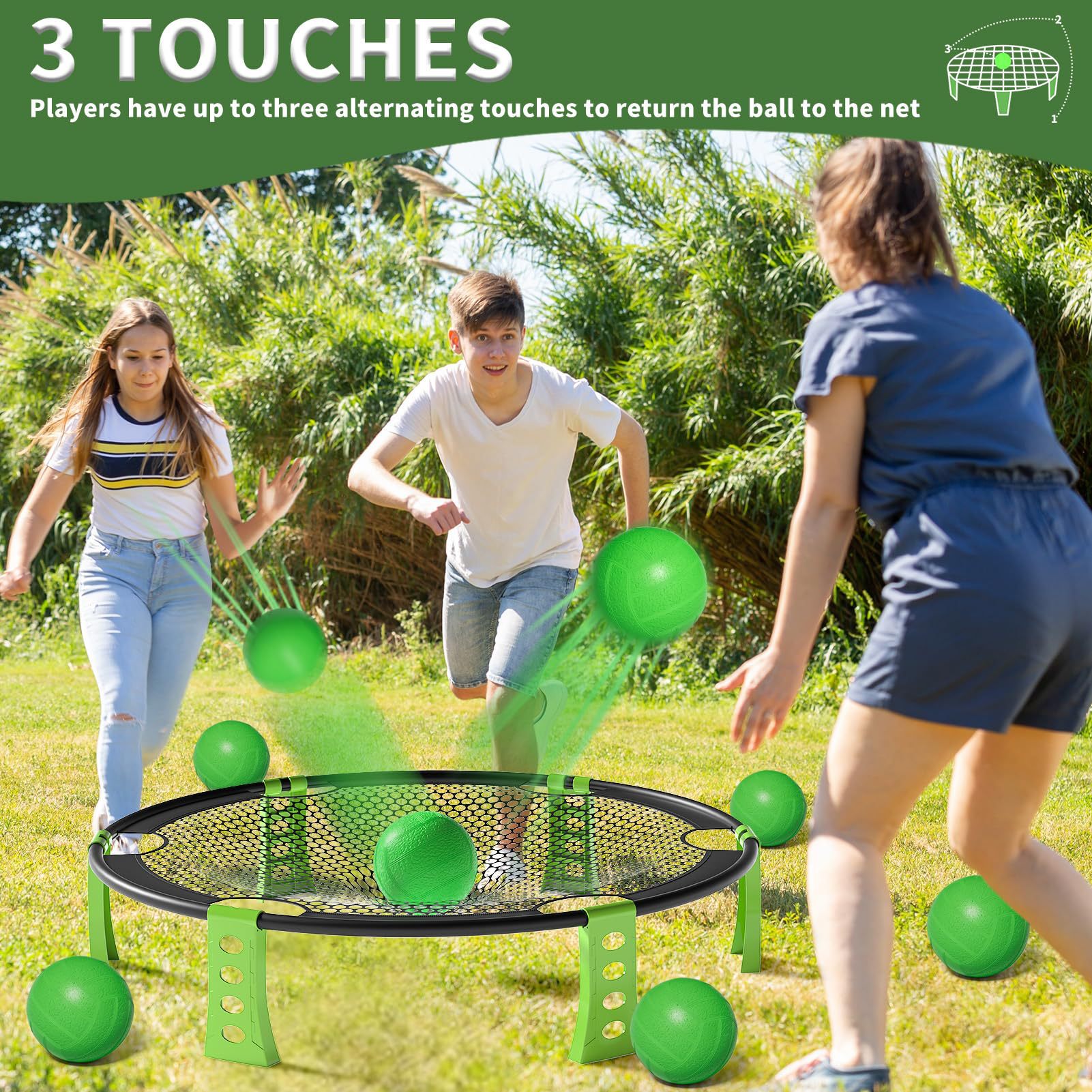 Beach Yard Lawn Backyard Roundnet ball net Games Set 3