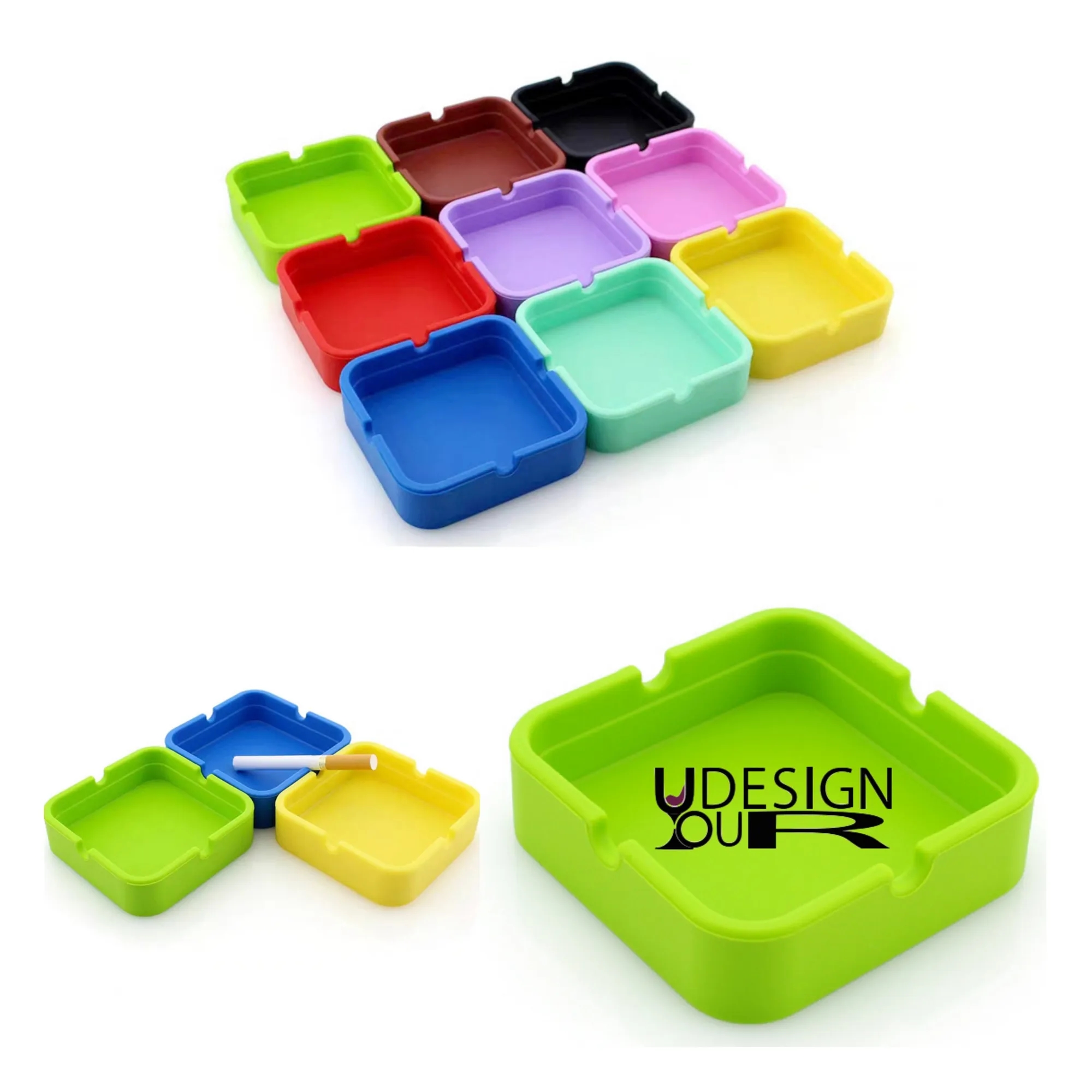 Square Silicone Unbreakable Ashtray 17