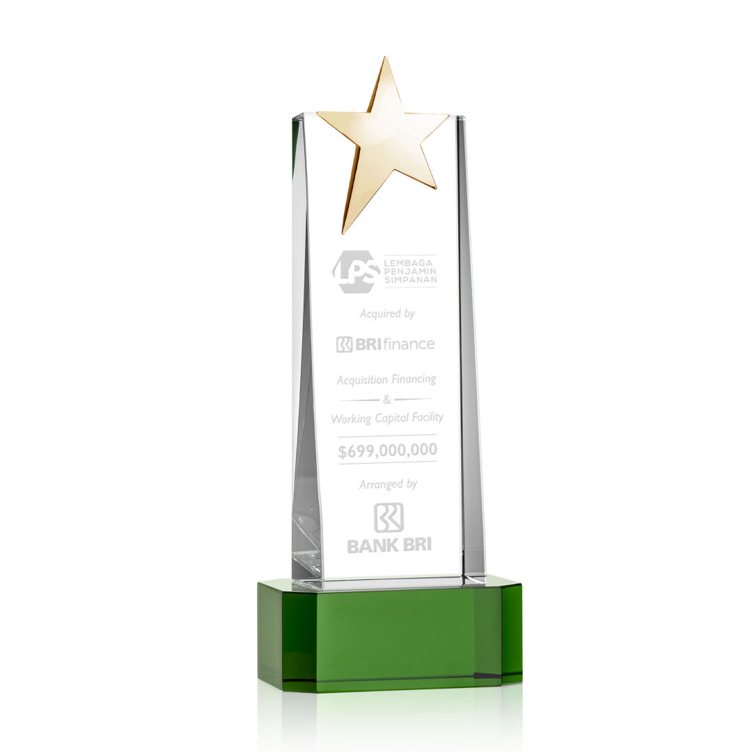 Fanshaw Gold Star Award on Base - Green 10