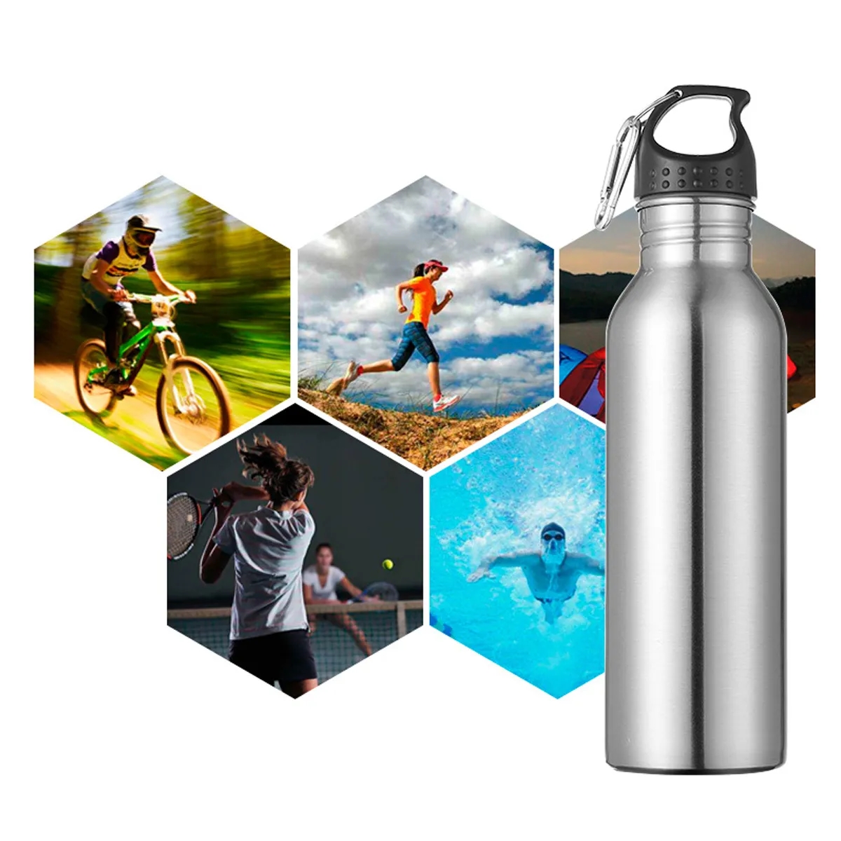 Stainless Steel Sports Bottle With Carabiner 6