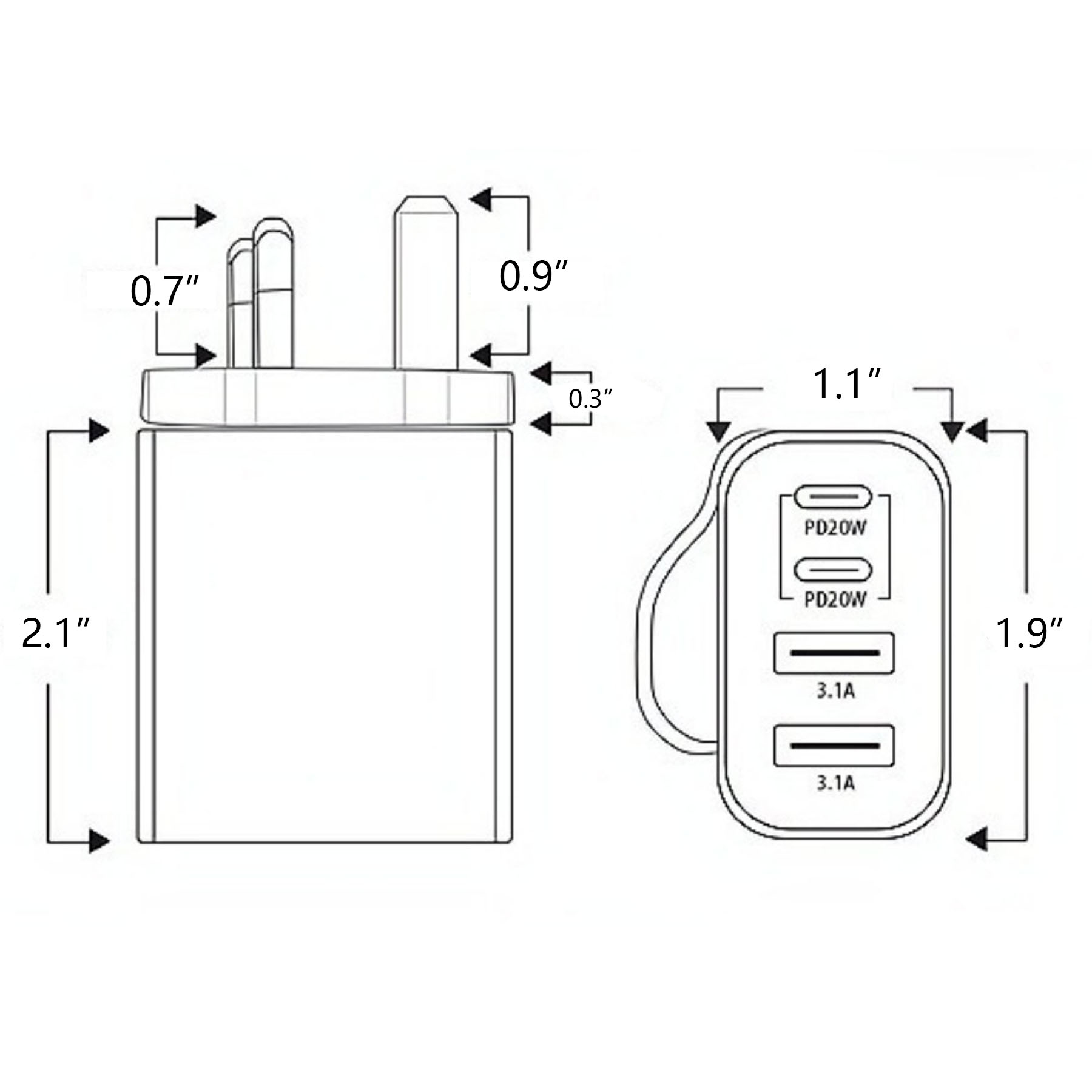 40W 4 Ports Fast Charging Block 6