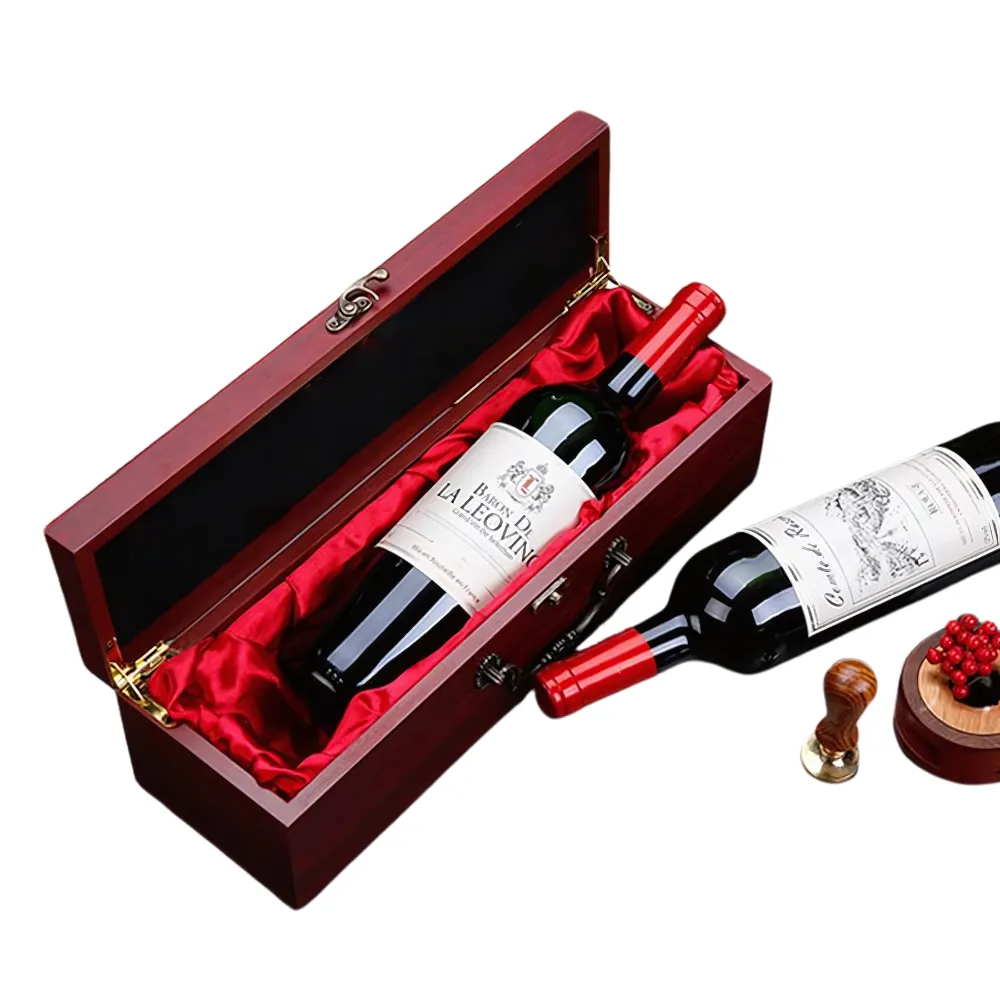 1-Bottle Red Wooden Wine Gift Box 7