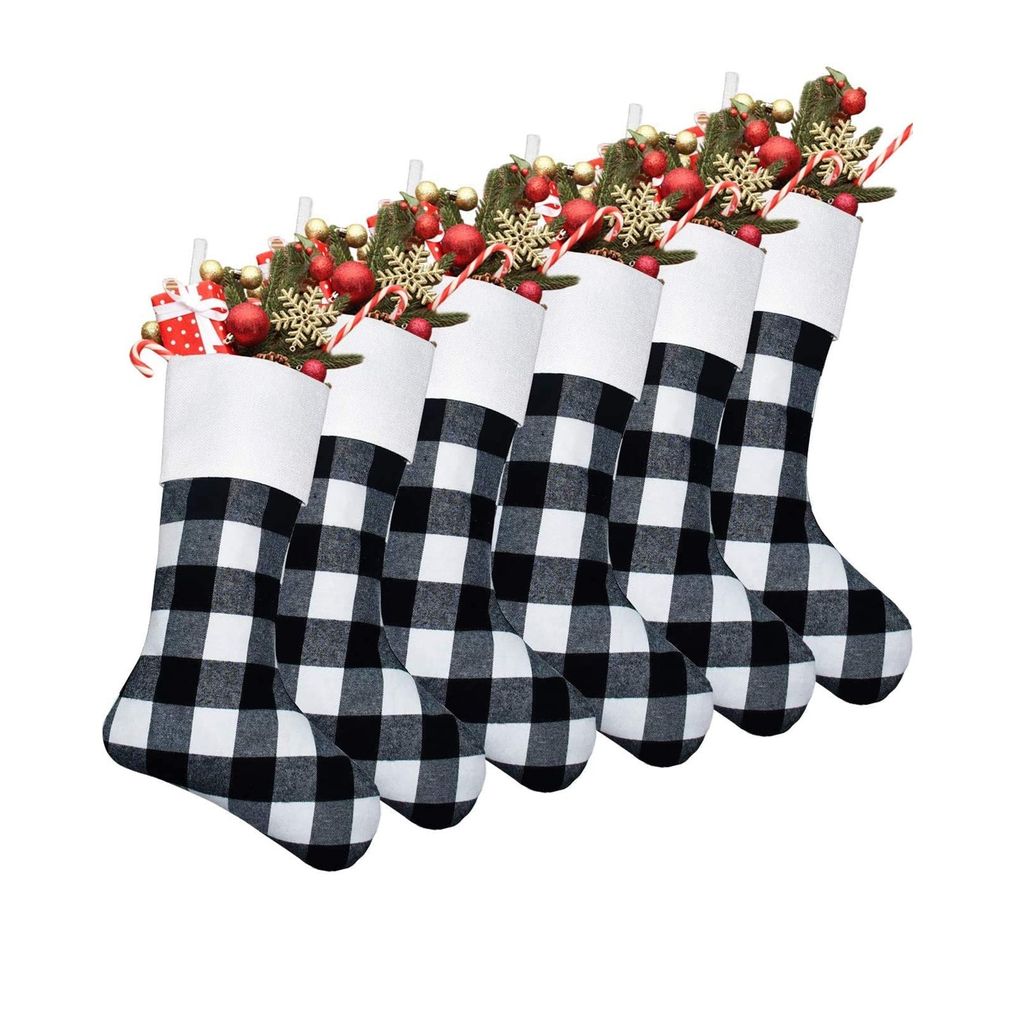 Black White Buffalo Plaid Christmas Stockings 2