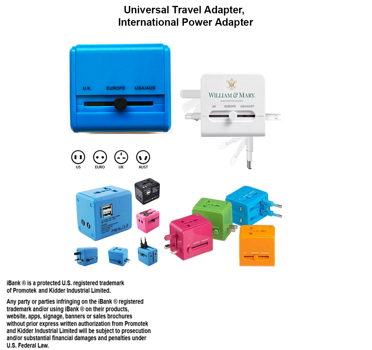 iBank ® Universal Travel Adapter, International Power Adapter 2