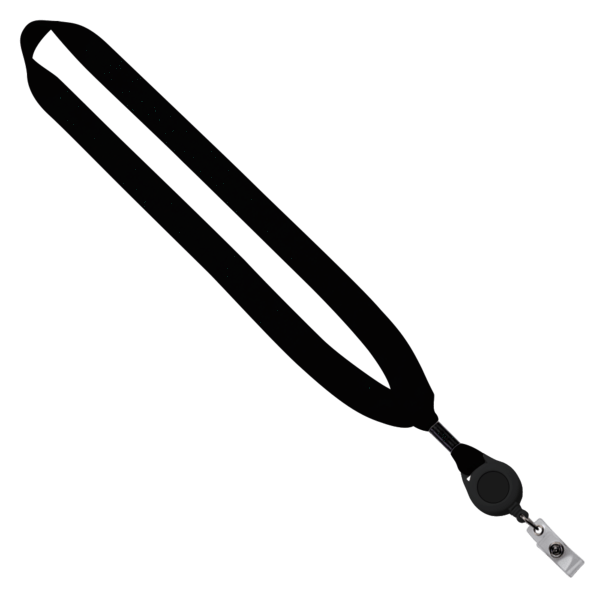 3/4" Cotton Lanyard with Metal Crimp & Retractable Badge Reel 254