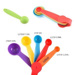 Assorted Color 5 In 1 Measuring Spoon Set With Volume Markings 6