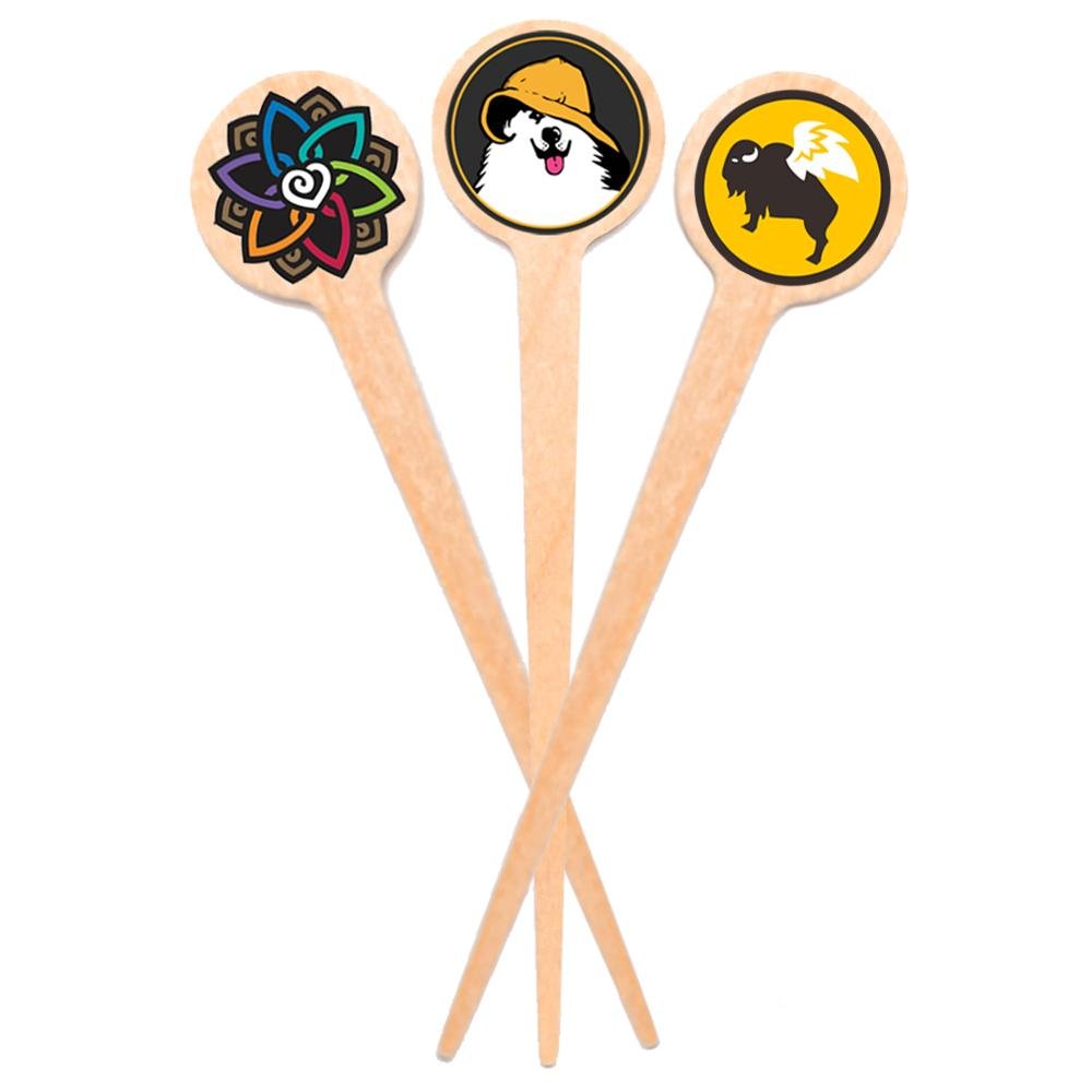 4 inch Custom Toothpicks - Round Top ( Pointy ) - Color Printing 1