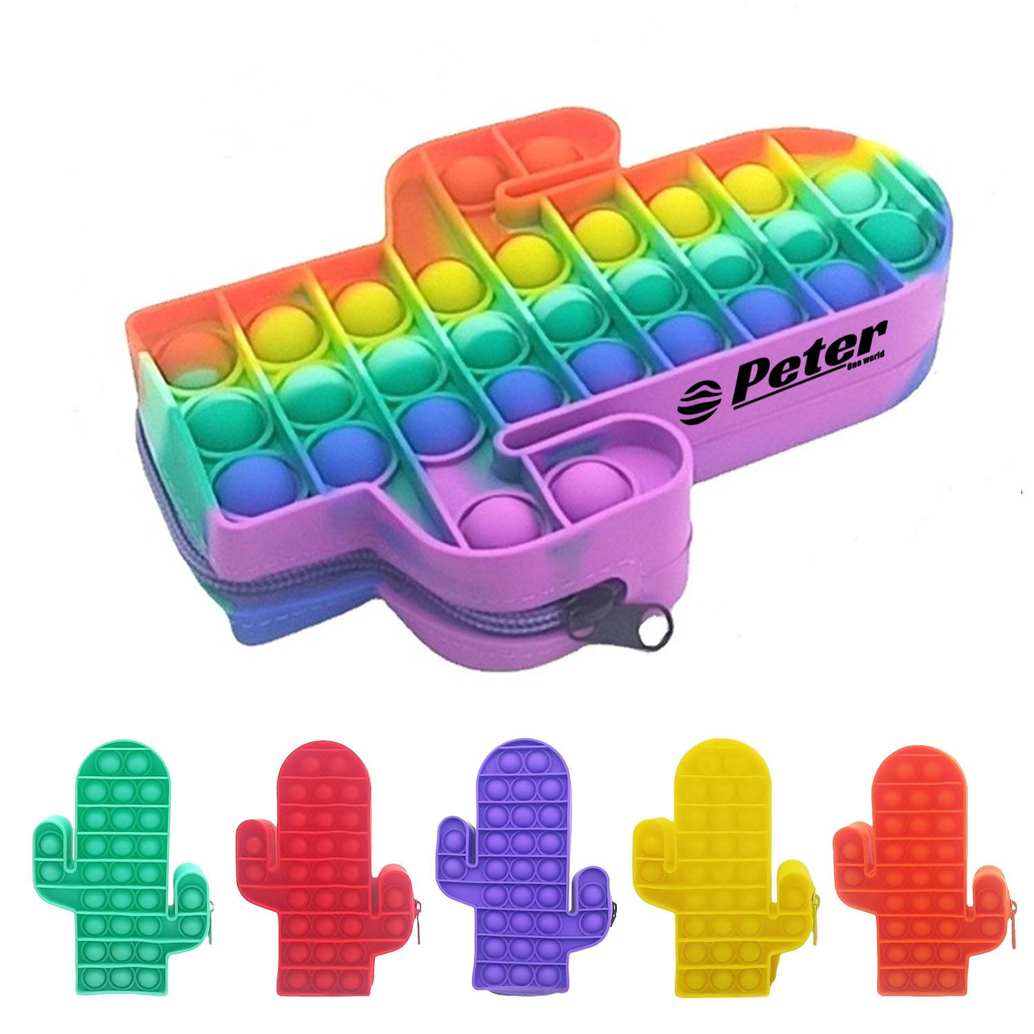 Cactus Shape Silicone Push Pop Bubble Pencil Case