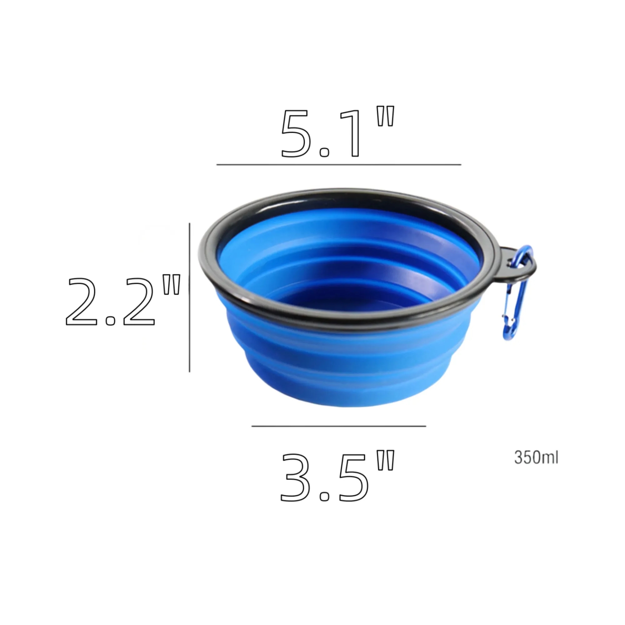 12 oz Collapsible Silicone Dog Bowl with Carabiner 1