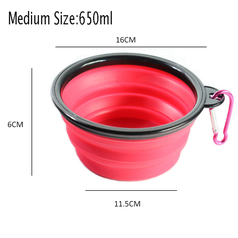 Portable Foldable Dogs Food Bowls w/ Carabiner Clip 3