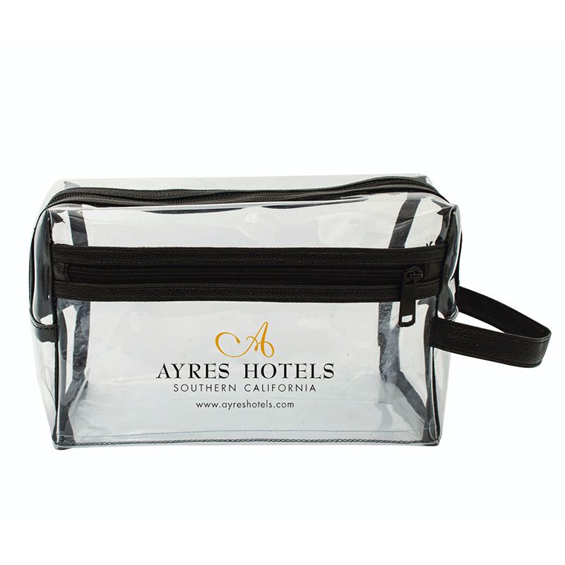 Clear Vinyl Toiletry Bag with Leatherette Accent 2