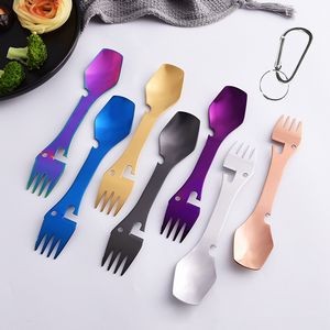 2 In 1 Dual Head Stainless Steel Fork And Square Spoon With Carabiner 21