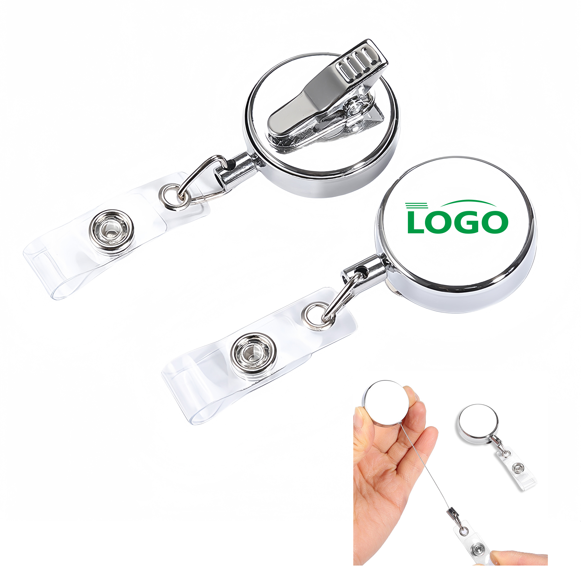 Metal Retractable Badge Holder with Clip for IDs & Keys 2