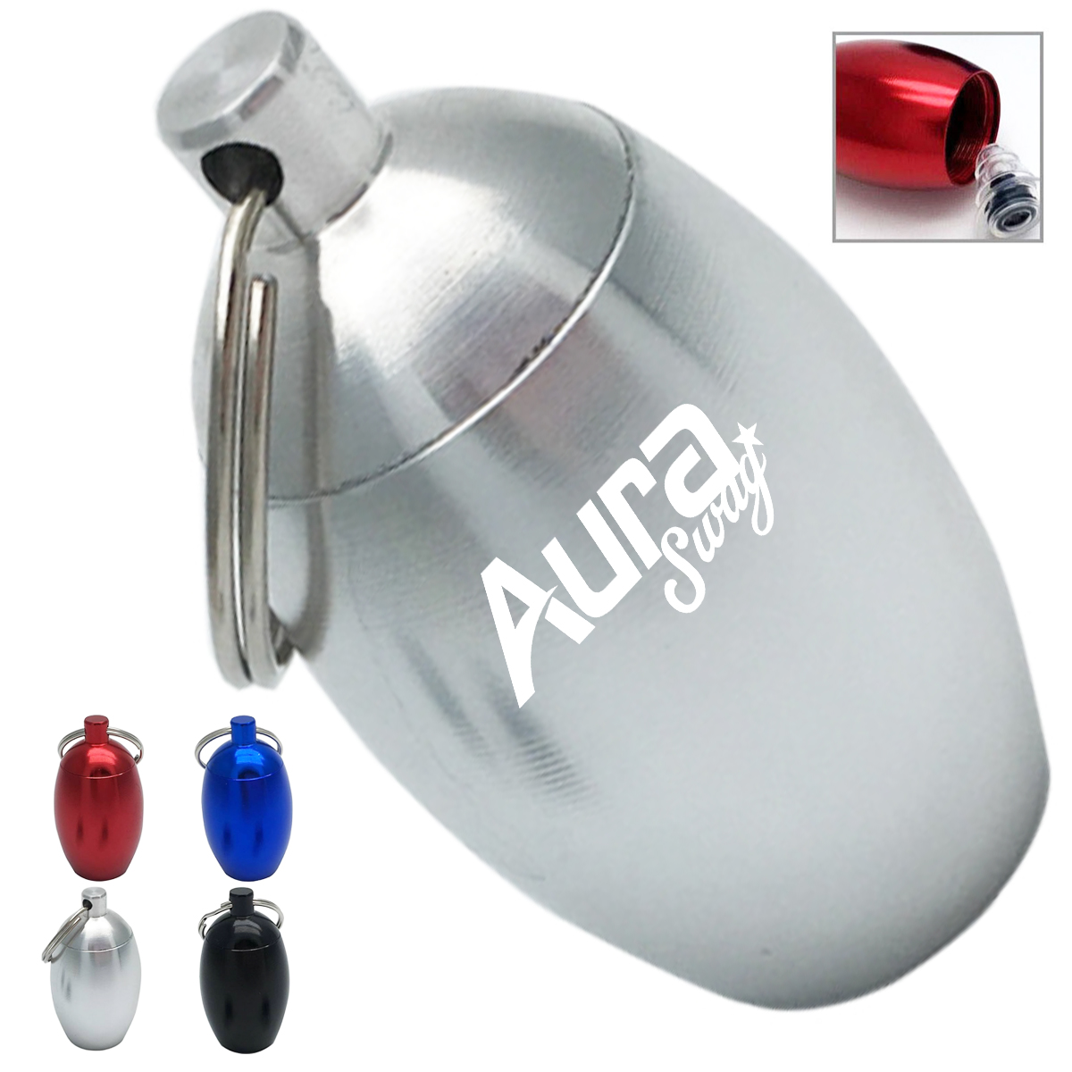 Oval Egg-Shaped Metal Pill Case Keychain & Storage 4