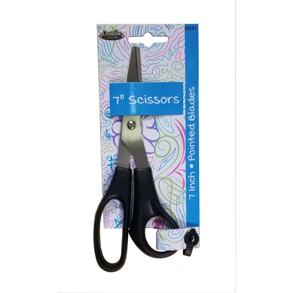 Pointed Tip Scissors - Black 7" 2